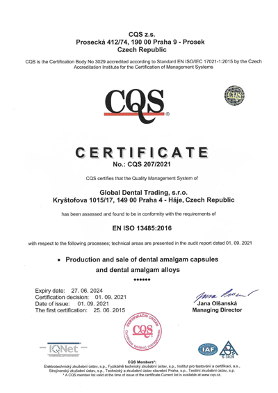 CQS Certificate